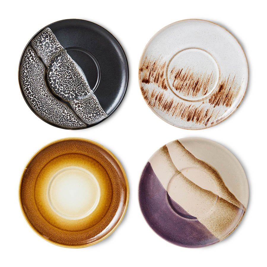 TABLEWARE - 70s ceramics: saucers Big Sur (set of 4)