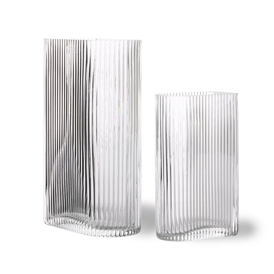 ACCESSORIES - clear ribbed vases set of 2