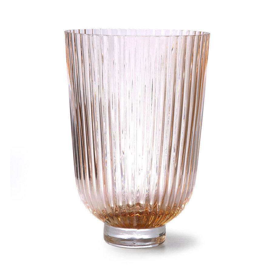 ACCESSORIES - glass vase ribbed peach