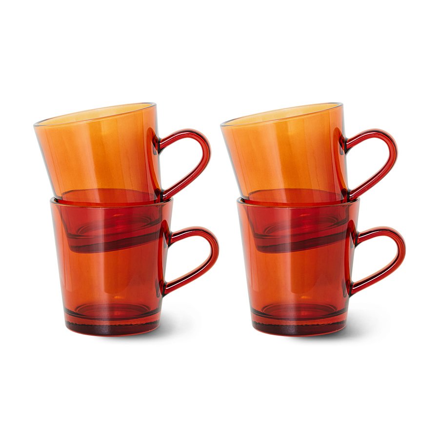 TABLEWARE - 70s glassware: coffee cups amber brown (set of 4)