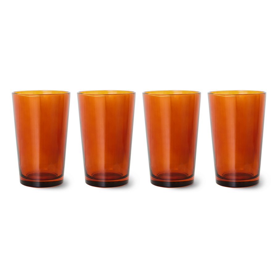 TABLEWARE - 70s glassware: tea glasses amber brown (set of 4)