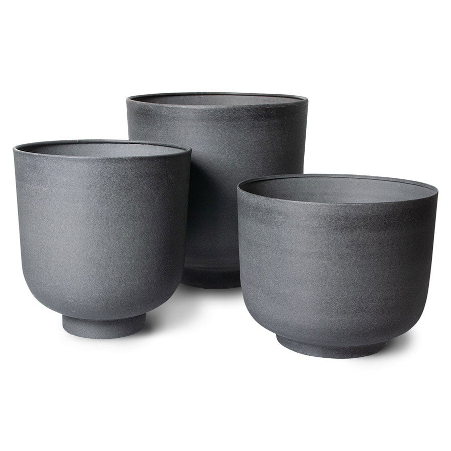 ACCESSORIES - metal planter charcoal (set of 3)