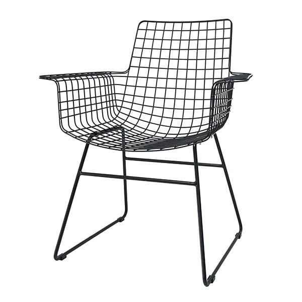 FURNITURE - metal wire chair with arms black