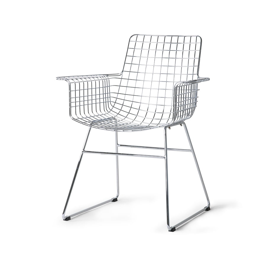 FURNITURE - metal wire chair with arms silver