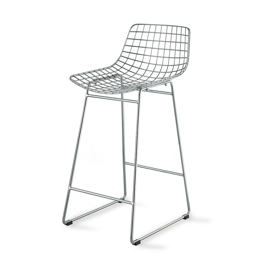 FURNITURE - metal wire bar stool silver