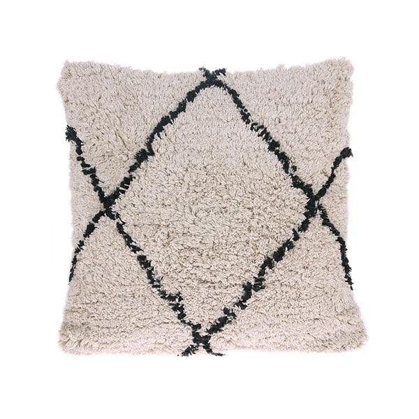 TEXTILES & RUGS - cotton diamond cushion cream/black (50x50)