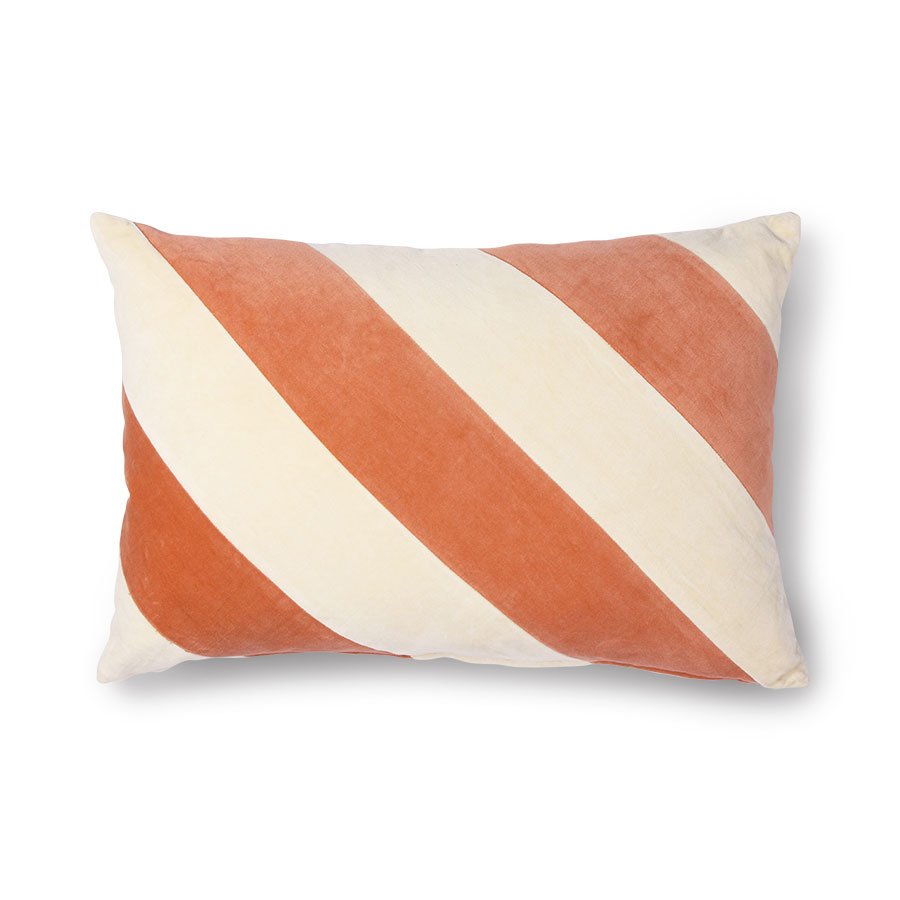 TEXTILES & RUGS - striped cushion velvet peach/cream (40x60)