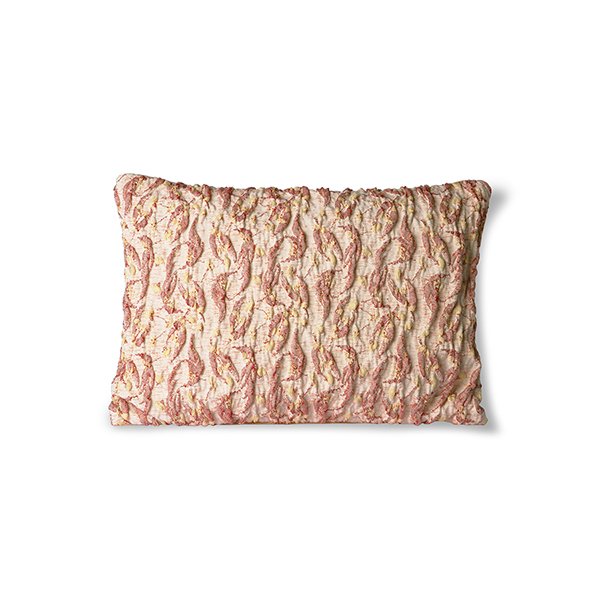 TEXTILES & RUGS - floral jacquard weave cushion burgundy/yellow (40x30)