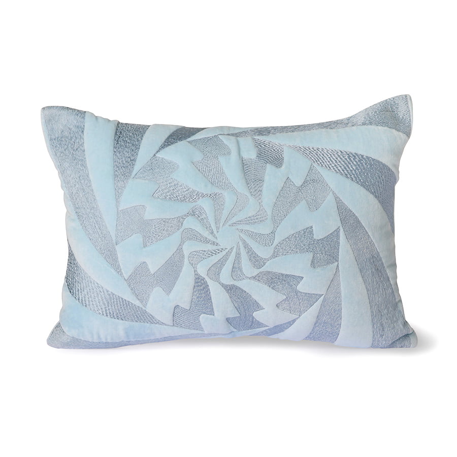 TEXTILES & RUGS - graphic embroidered cushion ice blue (35x50)