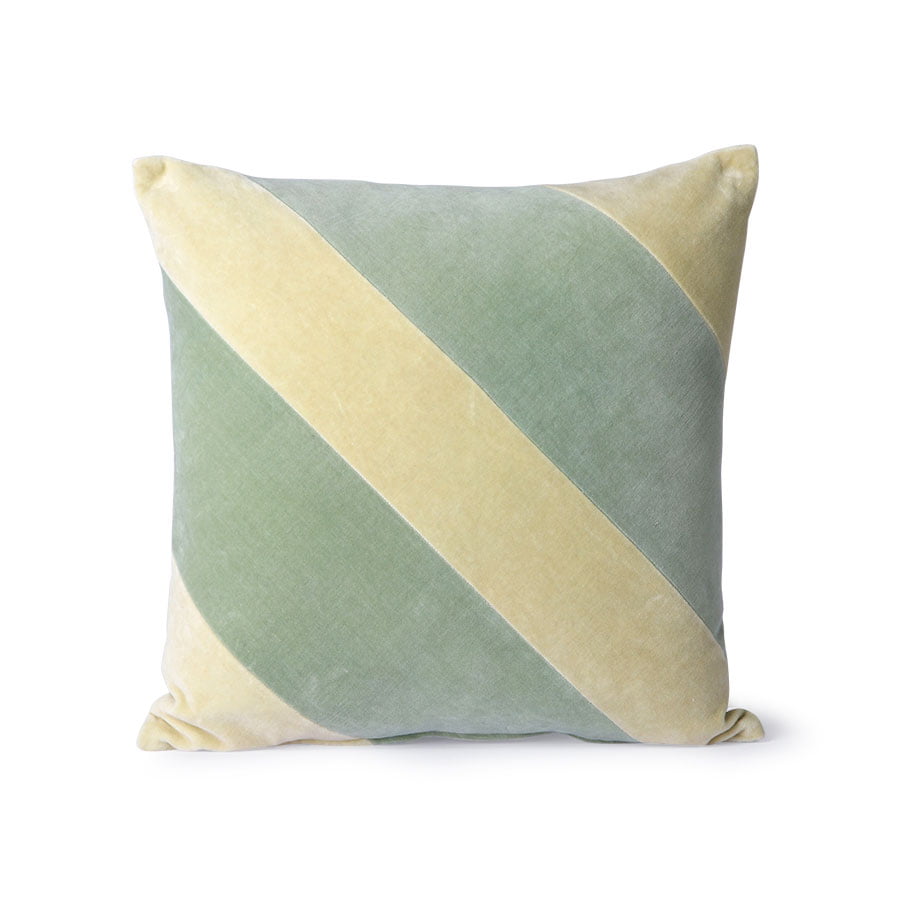 TEXTILES & RUGS - striped velvet cushion mint/green (45x45)