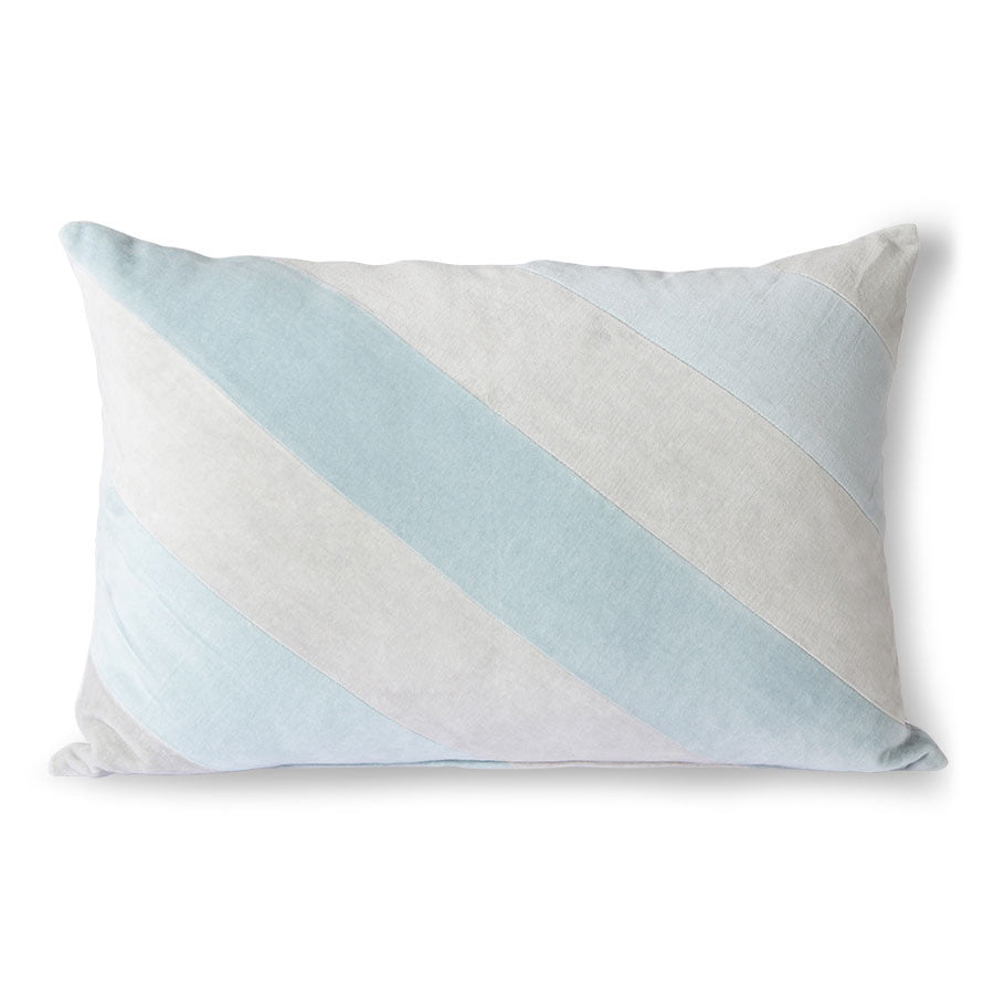 TEXTILES & RUGS - striped velvet cushion ice blue (40x60)