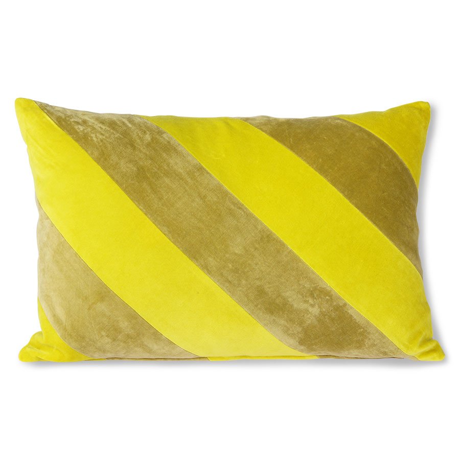 TEXTILES & RUGS - striped velvet cushion yellow/green (40x60)