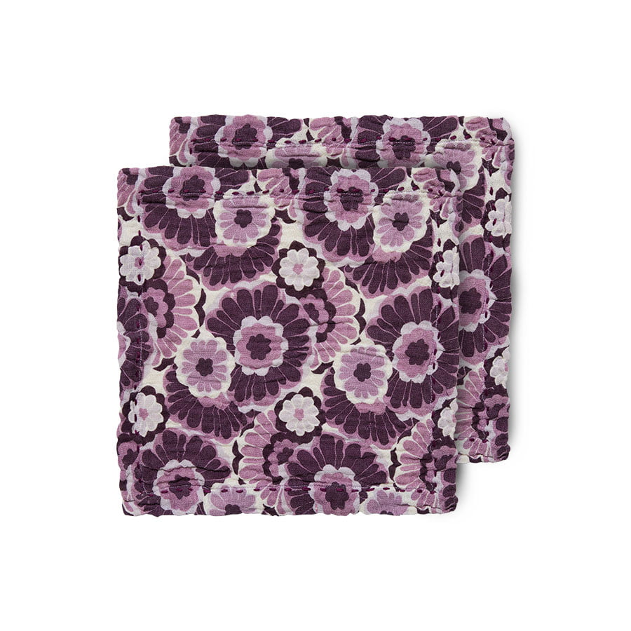TEXTILES & RUGS - Cotton napkins floral burgundy (set of 2)