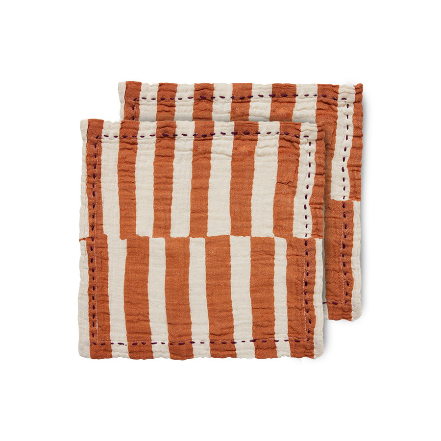 TEXTILES & RUGS - Cotton napkins striped tangerine (set of 2)