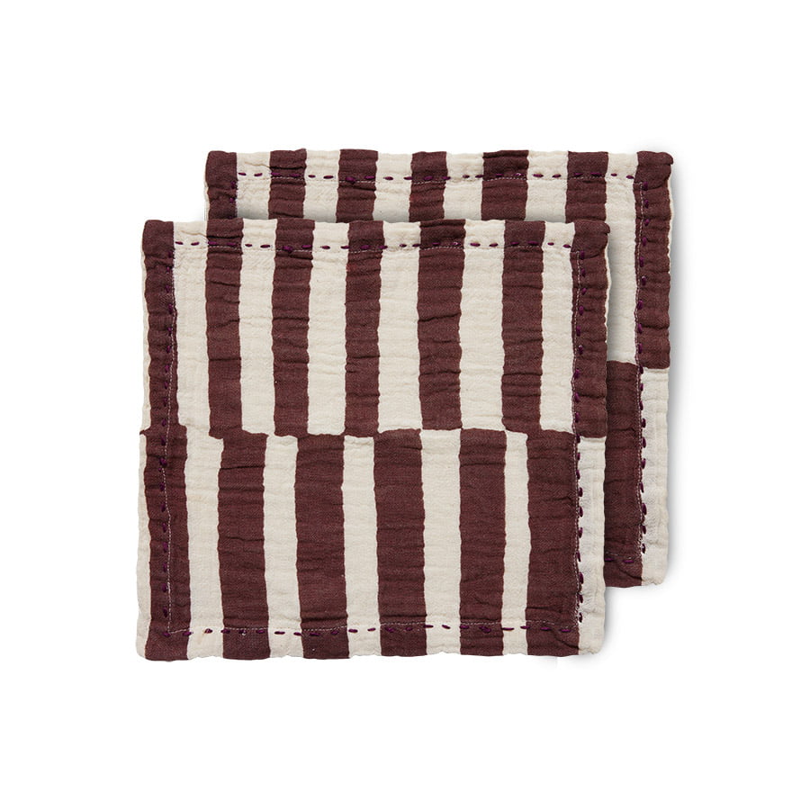TEXTILES & RUGS - Cotton napkins striped burgundy (set of 2)