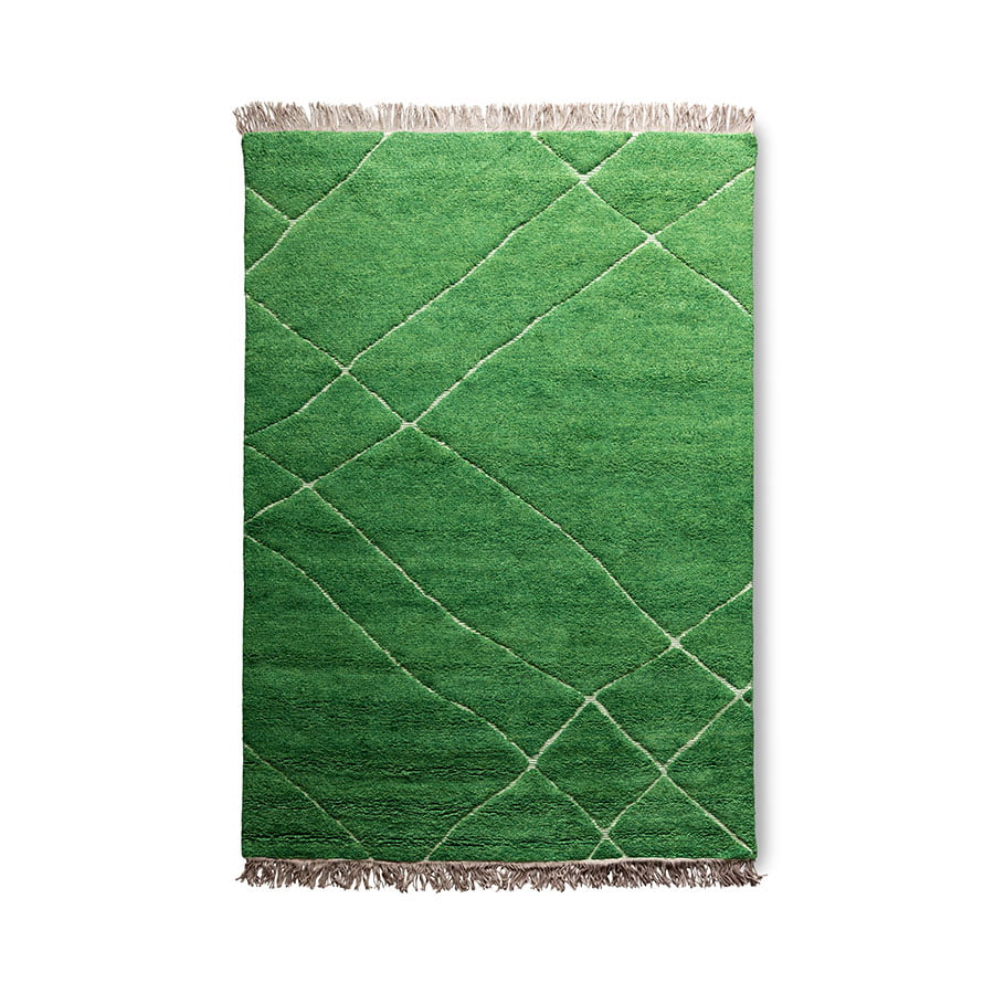 TEXTILES & RUGS - hand knotted woolen rug green (180x280)