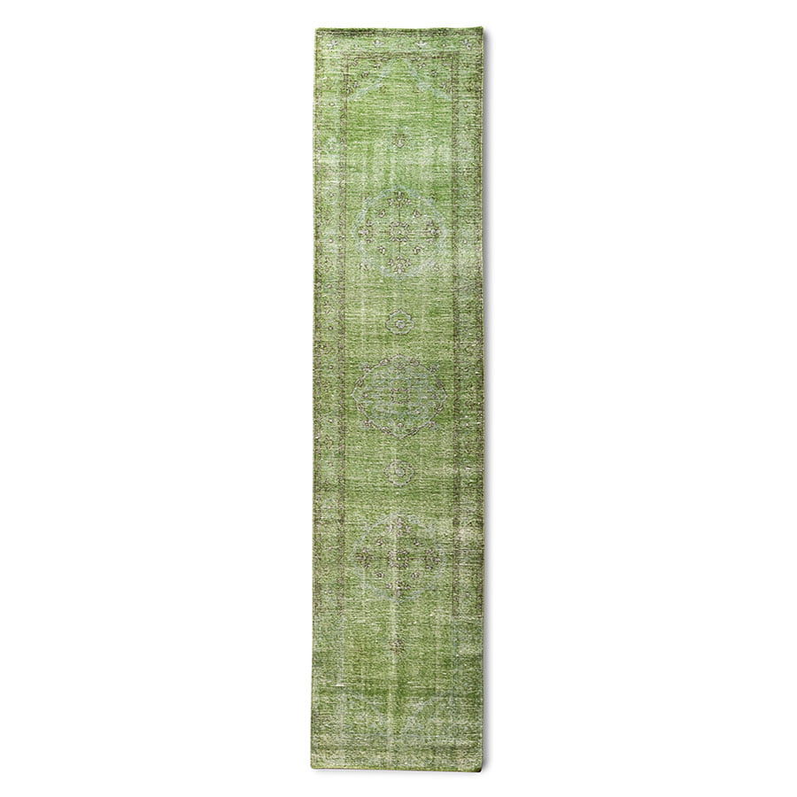 TEXTILES & RUGS - wool knotted runner green (80x350)
