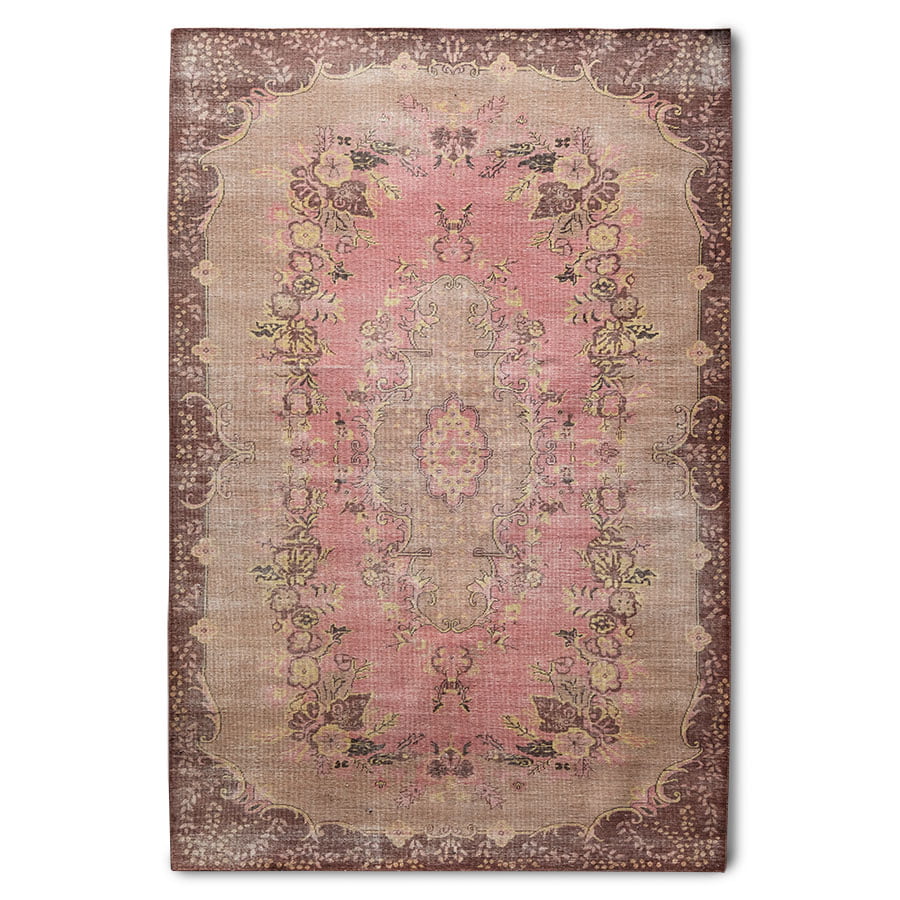 TEXTILES & RUGS - wool knotted rug floral pink (200x300)