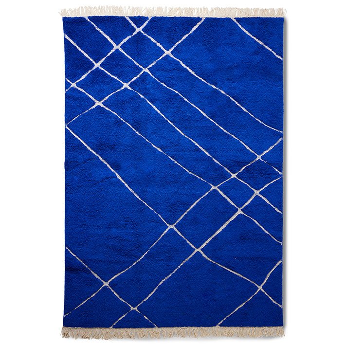 TEXTILES & RUGS - Hand knotted woolen rug cobalt (200x300)