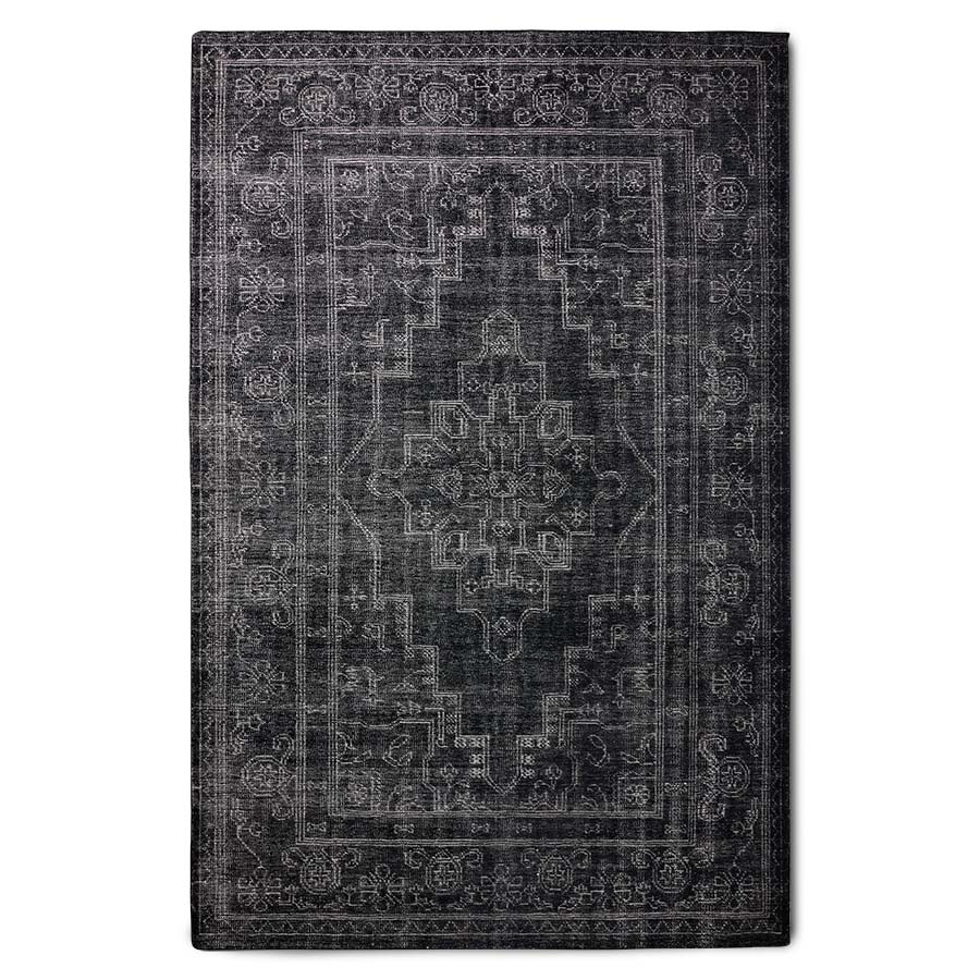 TEXTILES & RUGS - Hand knotted woolen rug black (200x300cm)