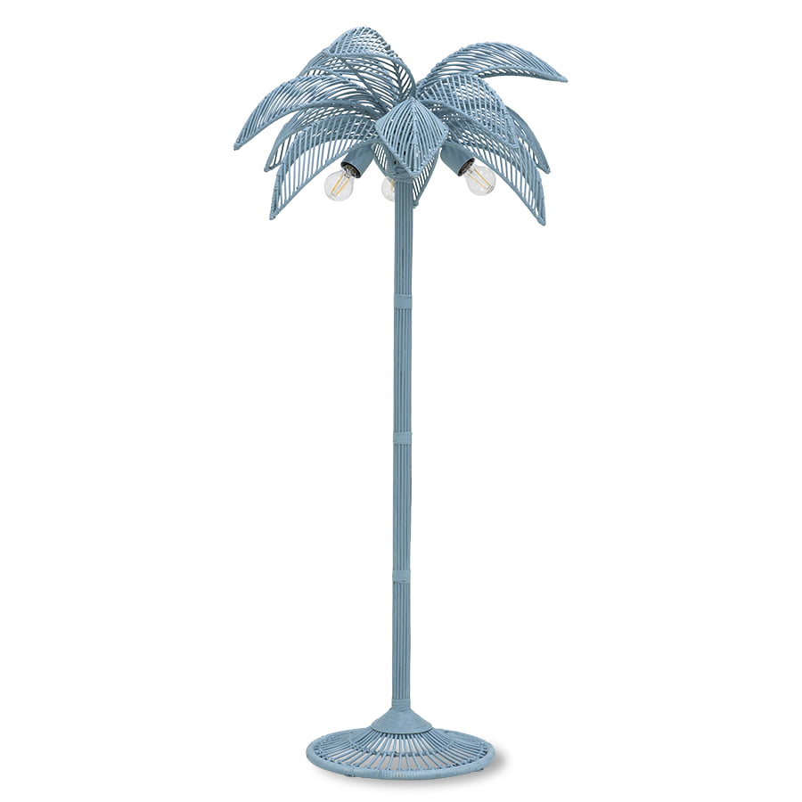 LIGHTING - wicker palm floor lamp grey/blue