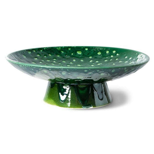 TABLEWARE-ACE7090 THE EMERALDS: CERAMIC BOWL ON BASE L DRIPPING GREEN
