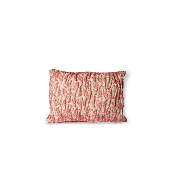 TEXTILES & RUGS-TKU2087 FLORAL JACQUARD WEAVE CUSHION RED/PINK
