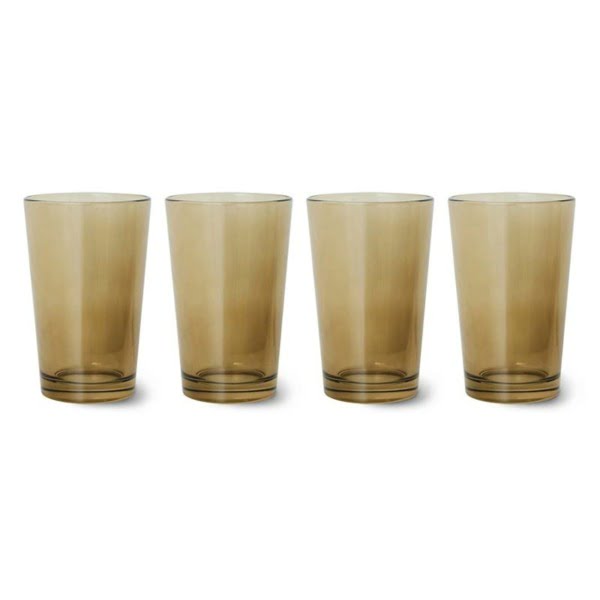 TABLEWARE-AGL4506 70S GLASSWEAR: TEA GLASSES MUD BROWN (SET OF 4)