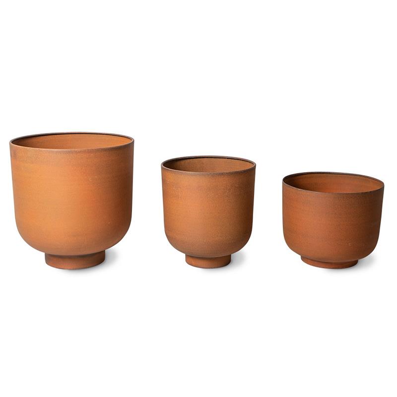ACCESSORIES-AOA0902 METAL PLANTER GINGER (SET OF 3)