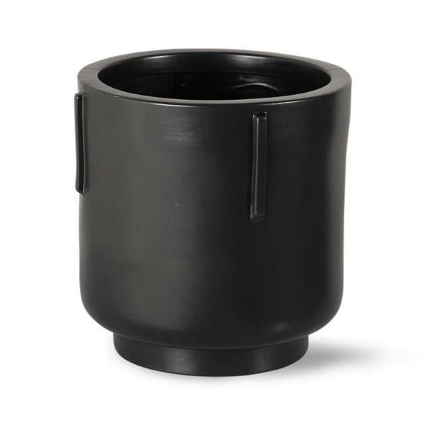 ACCESSORIES-ACE6966 FOOTED POT EARTHENWARE BLACK