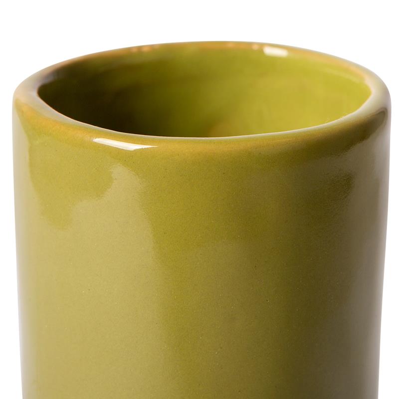 ACCESSORIES-ACE7021 CERAMIC TWISTED VASE GLOSSY OLIVE