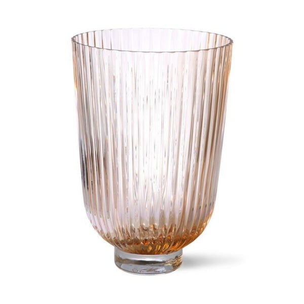 ACCESSORIES-AGL4457 GLASS VASE RIBBED PEACH