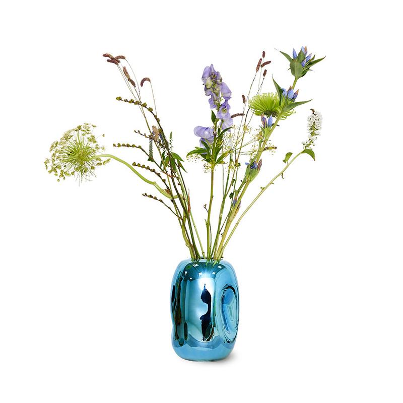 ACCESSORIES-AGL4491 HK OBJECTS: BLUE CHROME GLASS VASE