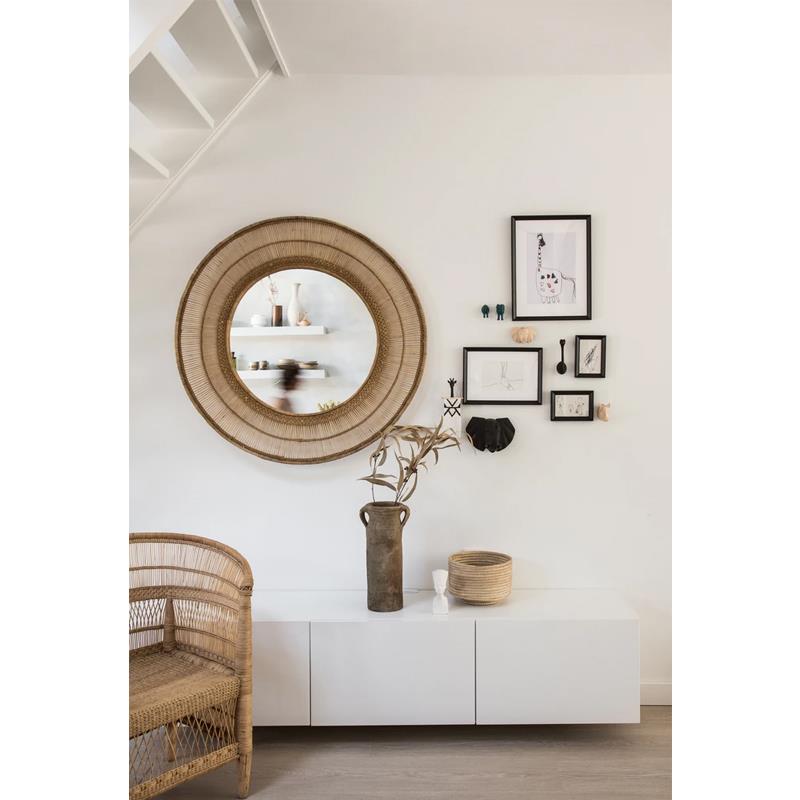 ACCESSORIES-MALAWI MIRROR ROUND NATURAL SMALL