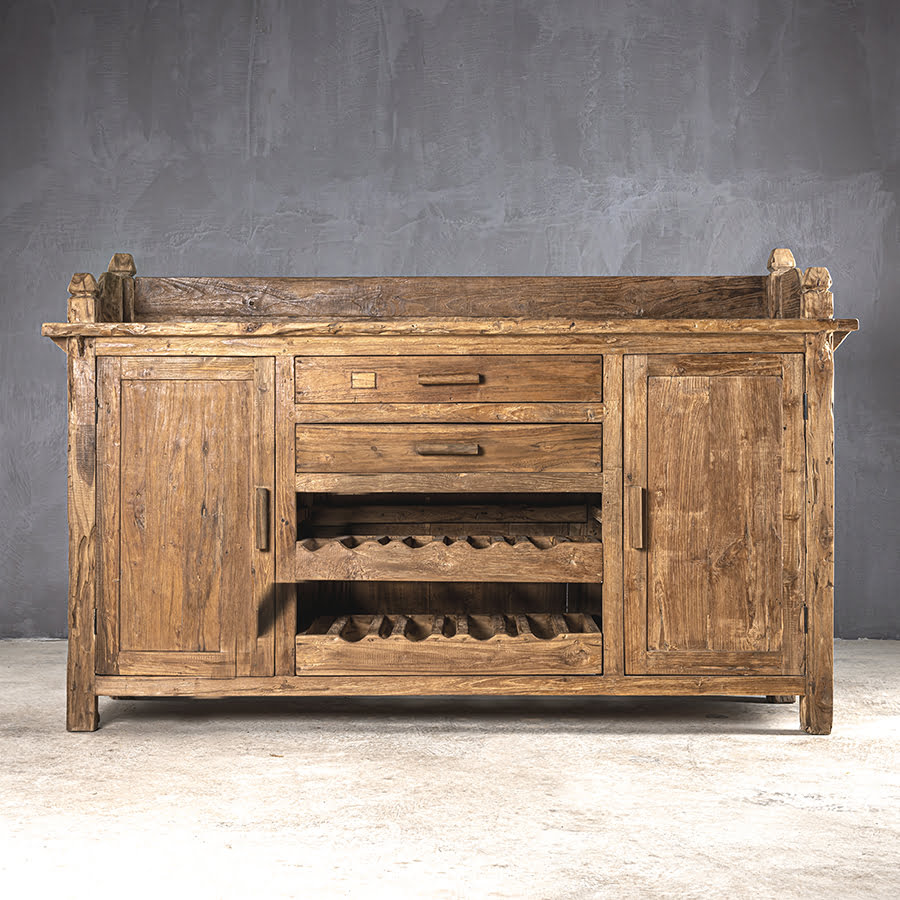 FURNITURE-STORAGE & SHELVING-BOKETTO 200 BUFFET AND WINE HOLDER