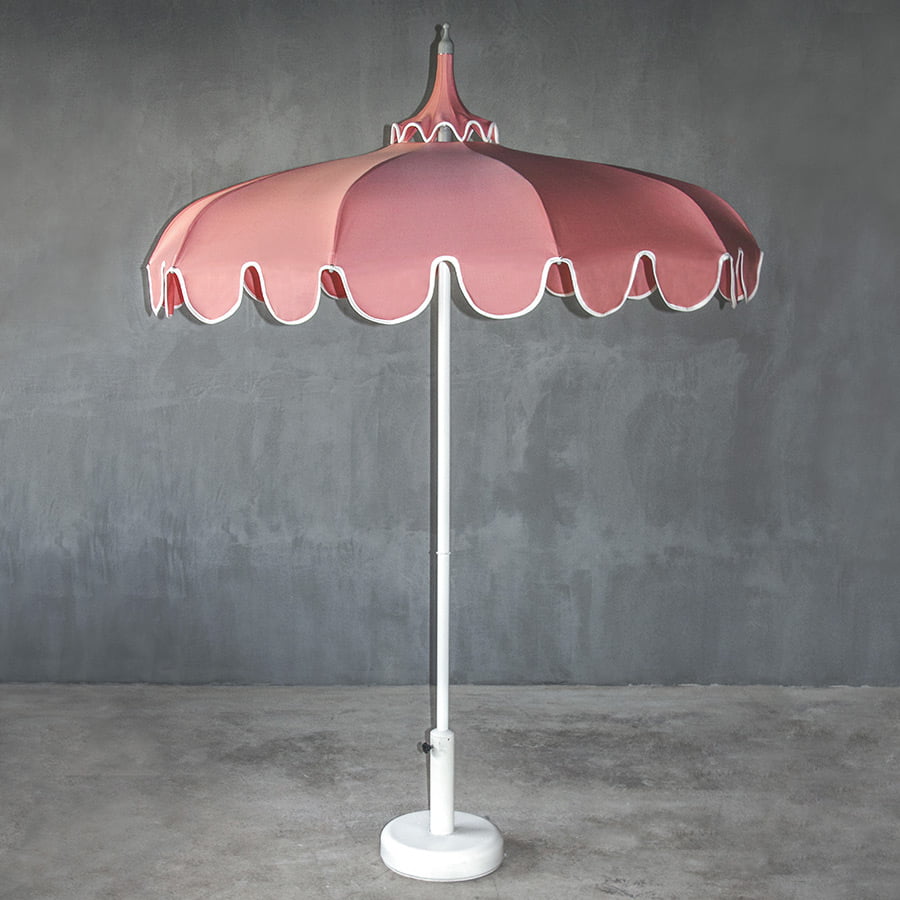 FURNITURE-SUNBEDS & UMBRELLAS-CIAO AMORE ❤️ PINK 200 UMBRELLA WITH VOLANT AND WIND VENT