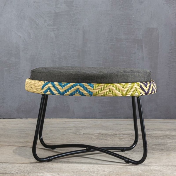 FURNITURE-ΒRΑΖΙL STOOL WITH GREY CUSHION