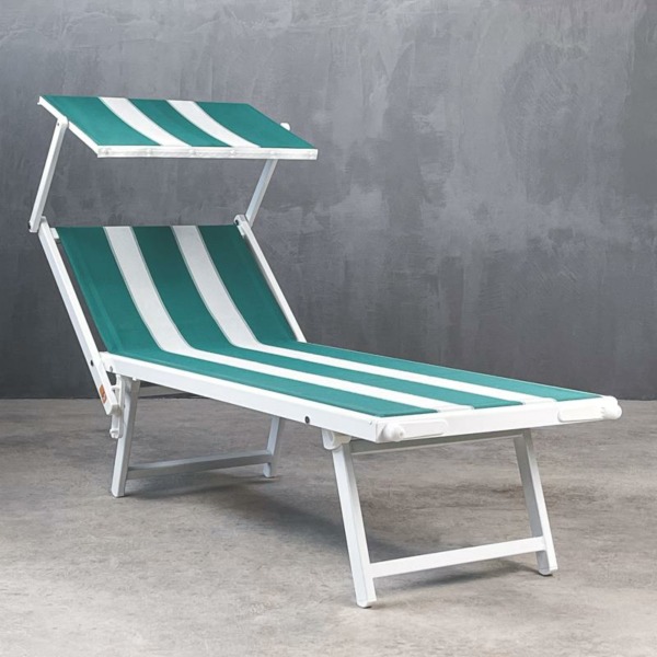 FURNITURE-CIAO AMORE STRIPE 3 SUNBED WITH SUNSHIELD
