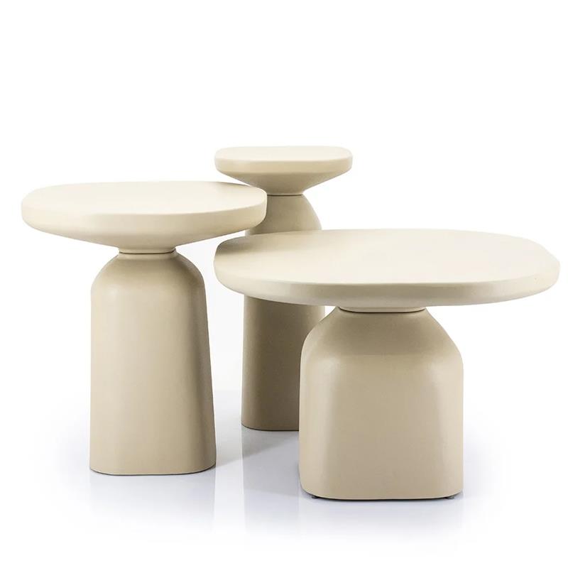 FURNITURE-220035 SQUAND SIDE TABLE SMALL BEIGE