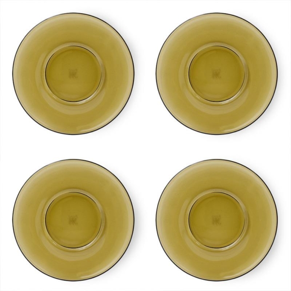 TABLEWARE-AGL4504 70S GLASSWARE: SAUCERS MUD BROWN (SET OF 4)