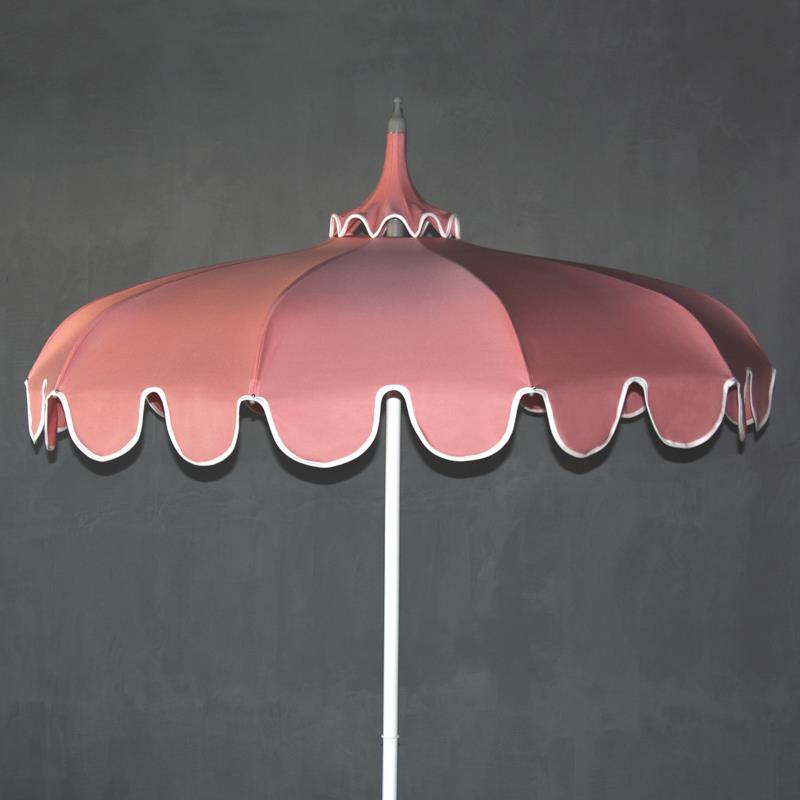 FURNITURE-CIAO AMORE PINK 220 UMBRELLA WITH VOLANT AND WIND VENT