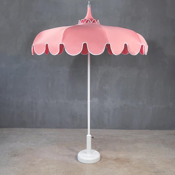 FURNITURE-CIAO AMORE PINK 220 UMBRELLA WITH VOLANT AND WIND VENT